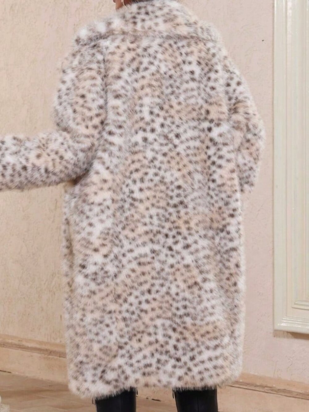 Leopard Print Casual Women's Long Loose Coat With Lapel Collar - Picture 2 of 12